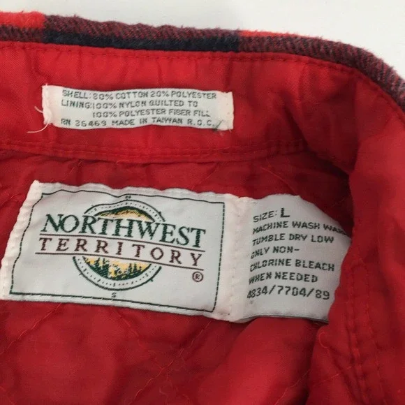Vintage Northwest Territory Buffalo Plaid Button Front Shacket Jacket Large Red